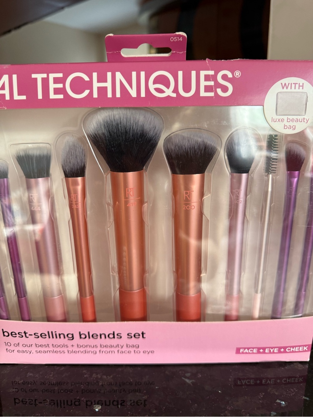 Real Techniques Makeup Brush Set - Pink and Copper Handles